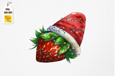 Watercolor Christmas Strawberry