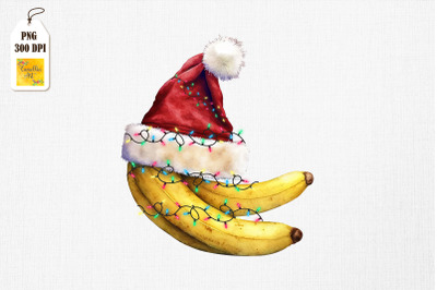 Watercolor Christmas Banana Santa Hat