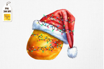 Watercolor Christmas Mango Santa Hat