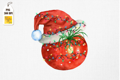 Watercolor Christmas Tomato Santa Hat