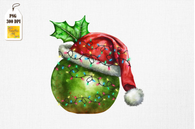 Watercolor Christmas Green Apple