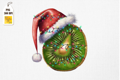 Watercolor Christmas Kiwi Santa Hat