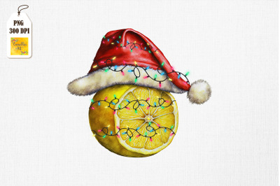 Watercolor Christmas Lemon Santa Hat