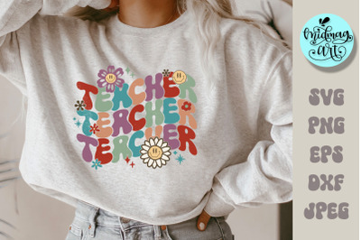 Groovy teacher png, groovy teacher sublimation, groovy teacher svg,