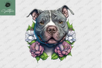 Puppy With Flower American Bully Dog