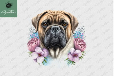 Puppy With Flower Bullmastiff Dog