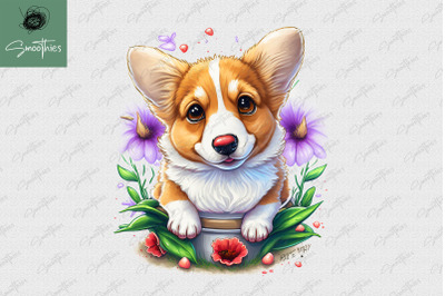 Puppy With Flower Corgi