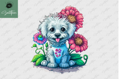 Puppy With Flower Poodle Dog