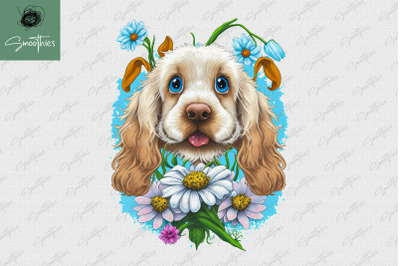 Puppy With Flower Cocker Spaniel Dog