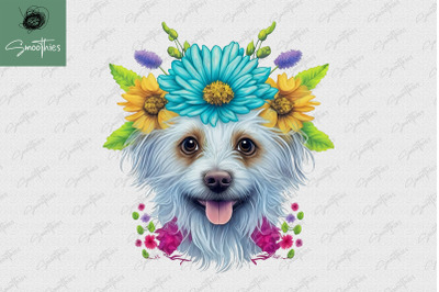 Puppy With Flower Pomeranian Dog