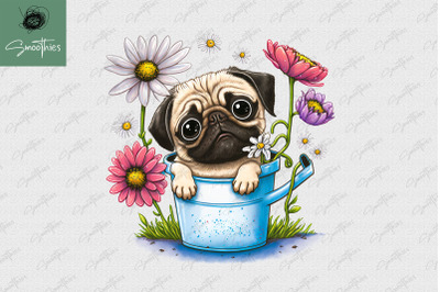 Puppy With Flower Pug Dog