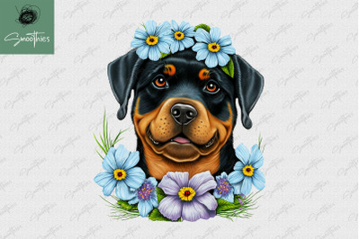 Puppy With Flower Rottweiler Dog