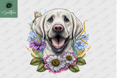 Puppy With Flower Labrador Dog