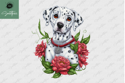 Puppy With Flower Dalmatian