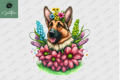 Puppy With Flower German Shepherd Dog