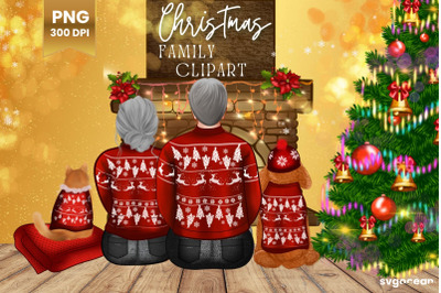 Christmas Family Clipart Bundle | Grandparents&nbsp;| Cozy Winter Sublimati