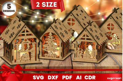 Laser Cut Christmas House SVG| 3D Layered | Glowforge