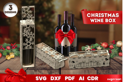 3D Christmas Bottle Gift Box SVG | Laser Cut | Glowforge