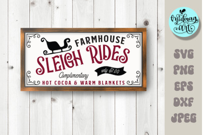 Farmhouse sleigh rides sign svg, winter wood sign svg