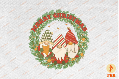 Retro Vintage Merry Christmas Gnomes