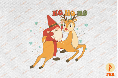 Ho Ho Ho Gnome Riding Reindeer Christmas