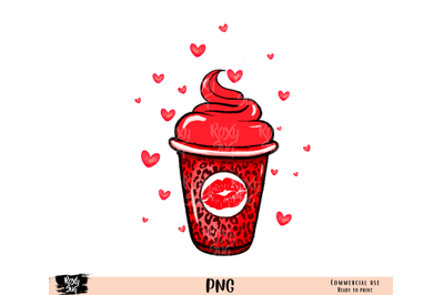 Valentine coffee lover png, Valentines day png