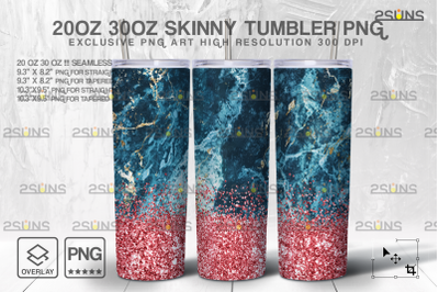 20OZ Glitter Pink Marble Skinny Tumbler, Sublimation Design PNG,