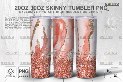 20OZ Glitter Gold Marble Skinny Tumbler, Sublimation Design PNG