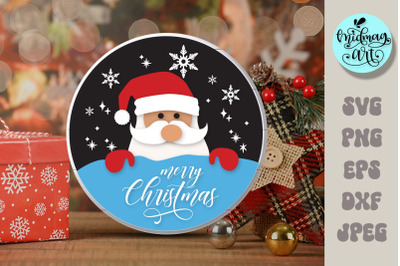 Merry christmas round wood sign svg&2C; Christmas Outdoor sign