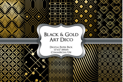 Black &amp; Gold Art Deco Digital Paper Pack