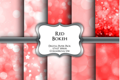 Red Bokeh Digital Paper Pack