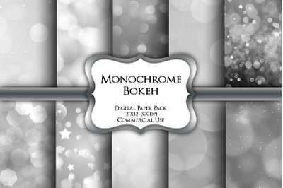 Monochrome Bokeh Digital Paper Pack