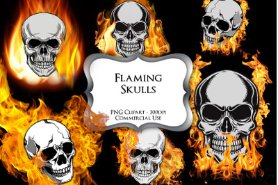 Flaming Skulls PNG Clipart Graphics