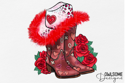 Valentine Boots Cowgirl Sublimation PNG