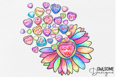Sunflower Candy Valentine Love PNG Design