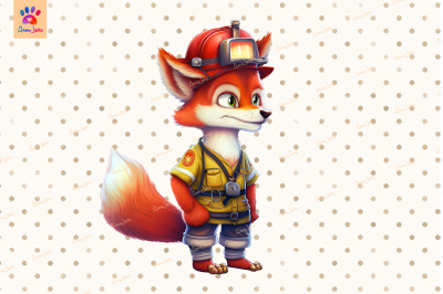 Firefighter Fox Cute Animal Lover