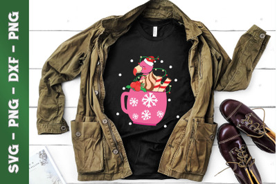 Christmas Cute Flamingo in Winter Cup