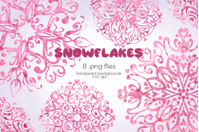 Pink Snowflakes Clipart - PNG Files