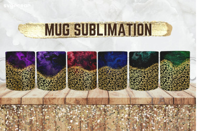 Gold Leopard Mug Sublimation | PNG Bundle | Mug Wrap