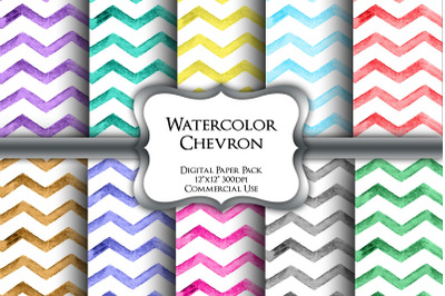 Watercolor Chevron Digital Paper Pack