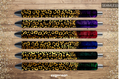 Pen Wraps Marble Gold Leopard Bundle | PNG | Sublimation