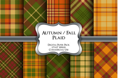 Autumn Fall Plaid Digital Paper Pack