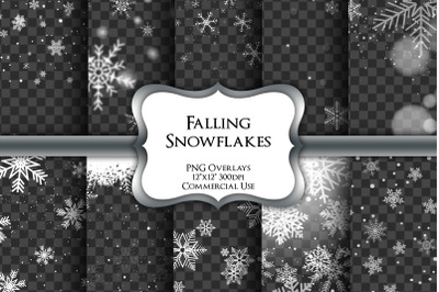 Falling Snowflakes Overlays PNG Graphics