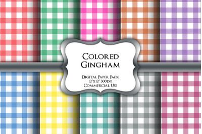 Colored Gingham Digital Paper Pack