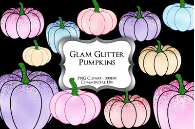Glam Glitter Pumpkins PNG Clipart