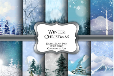 Winter Christmas Digital Paper Pack
