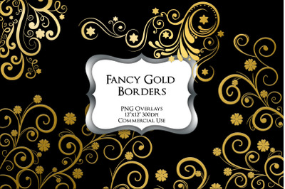 Fancy Gold Borders Overlays PNG Graphics
