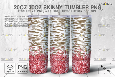 20oz Glitter Gold Fur Skinny Tumbler SEAMLESS Digital Design