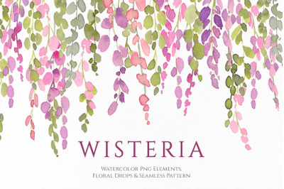 Watercolor Wisteria Png Flowers