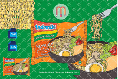 Indomiie Chicken Special Noodles SVG | Food Vector EPS Indomie